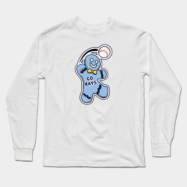 Tampa Bay Rays Gingerbread Man Long Sleeve T-Shirt by Rad Love